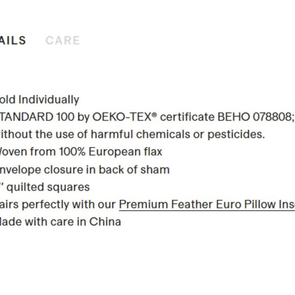 Quince European Linen Quilted Euro Sham Charcoal 5⭐Customer Reviews 26x26 - Picture 3 of 7